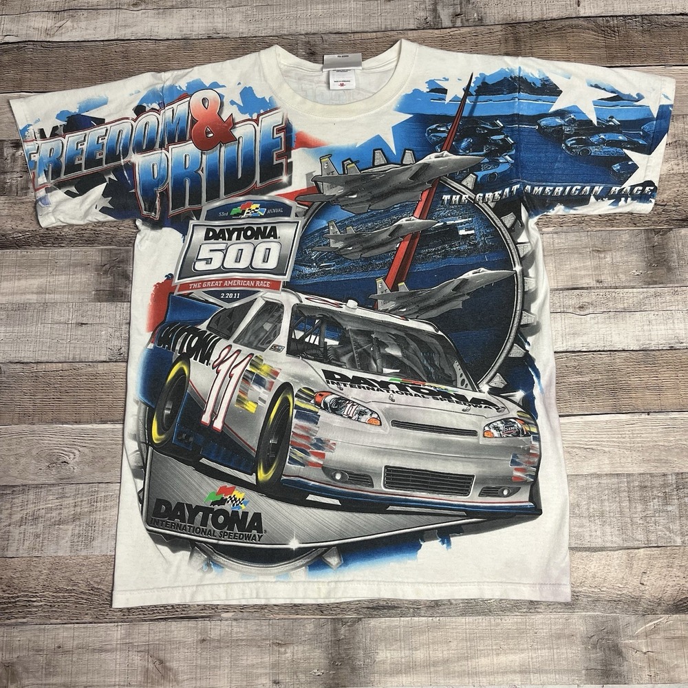 Daytona 500 Shirt Adult Large White AOP Chase Authentics NASCAR Racing